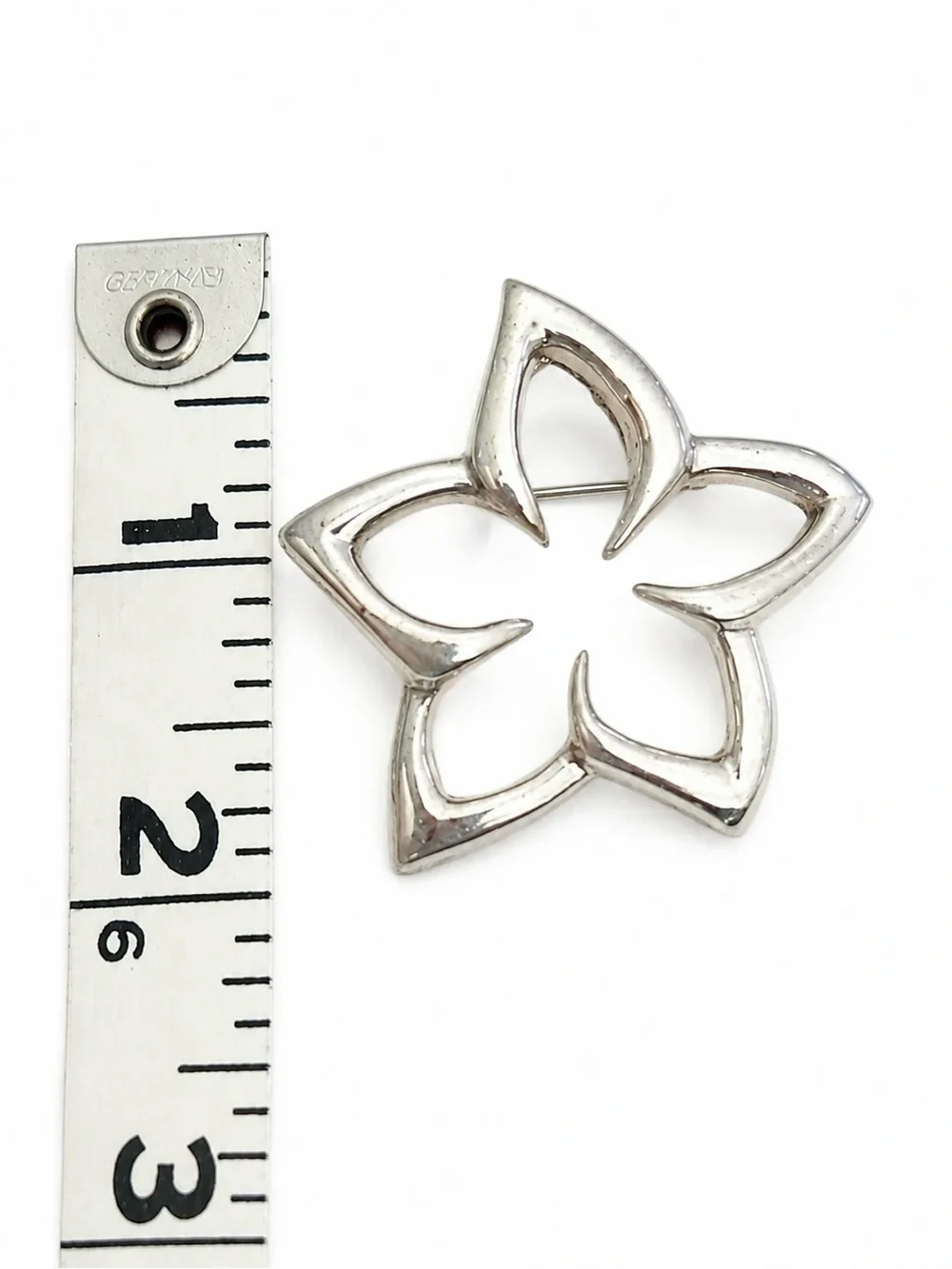 Vintage Tiffany & Co. Star Plumeria Open Flower Brooch Pin Sterling Silver 1.75”